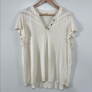 Maurices Boho Ruffle Sleeve Cream Women's Top Size XL